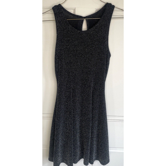 90s Women's Silver Metallic Mini Dress Sz S Skater Y2K Party Whimsigoth - Picture 1 of 12
